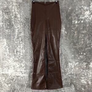Divided HM Size XS Faux Leather‎ Flared Leg Pants Brown Pull On Casual